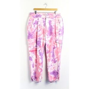 American Bazi pink tie dye jeans colourful cargo pants plus size 2X purple kawai